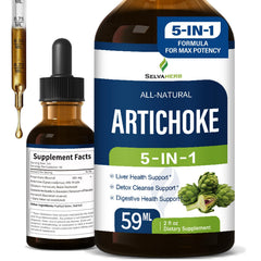 Selvaherb Artichoke Leaf Extract Drops bottle close-up for liver support