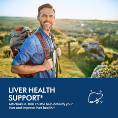 Selvaherb 5-in-1 Artichoke Liver Health formula bottle, detox and balance support