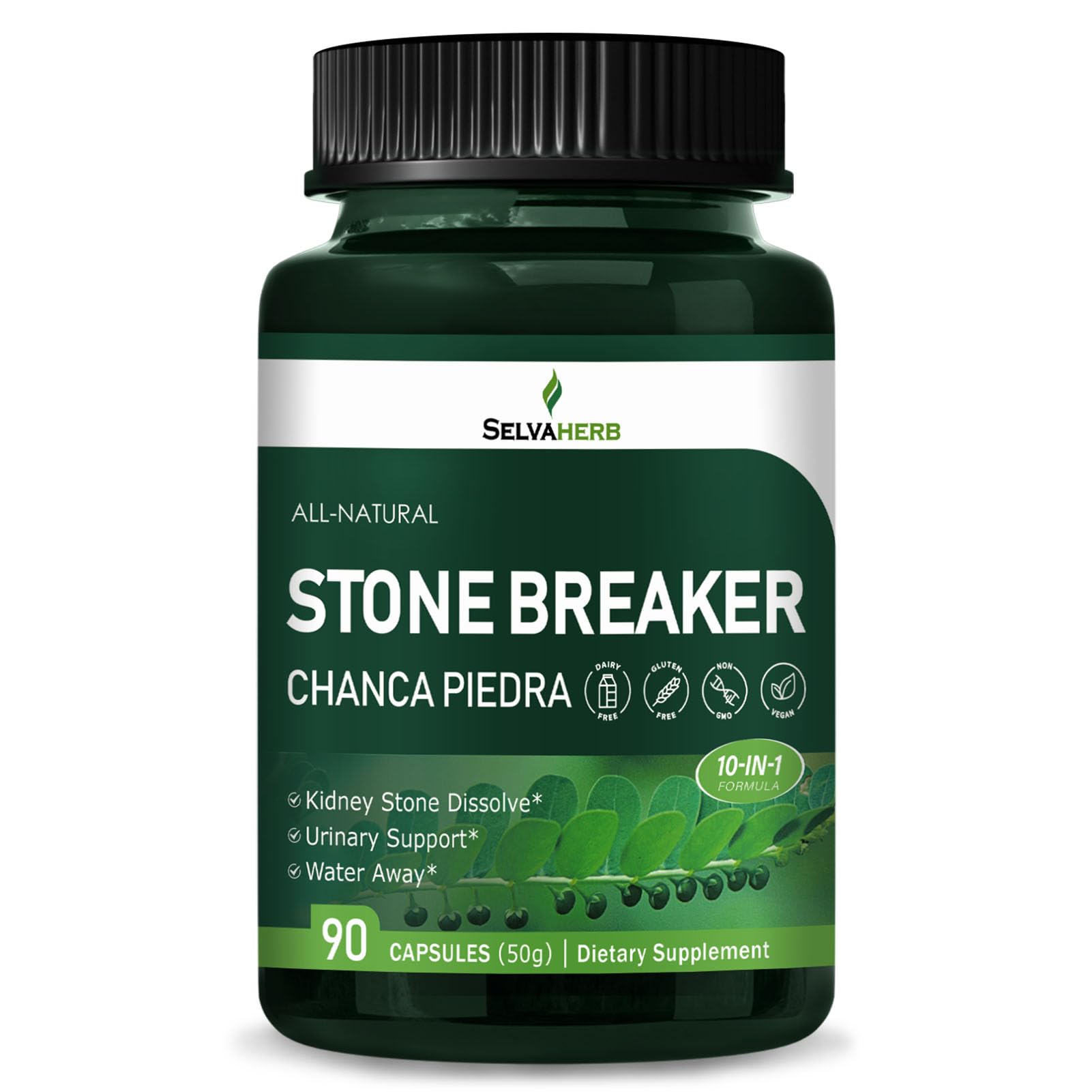 Selvaherb Stone Breaker bottle with capsules for urinary support.