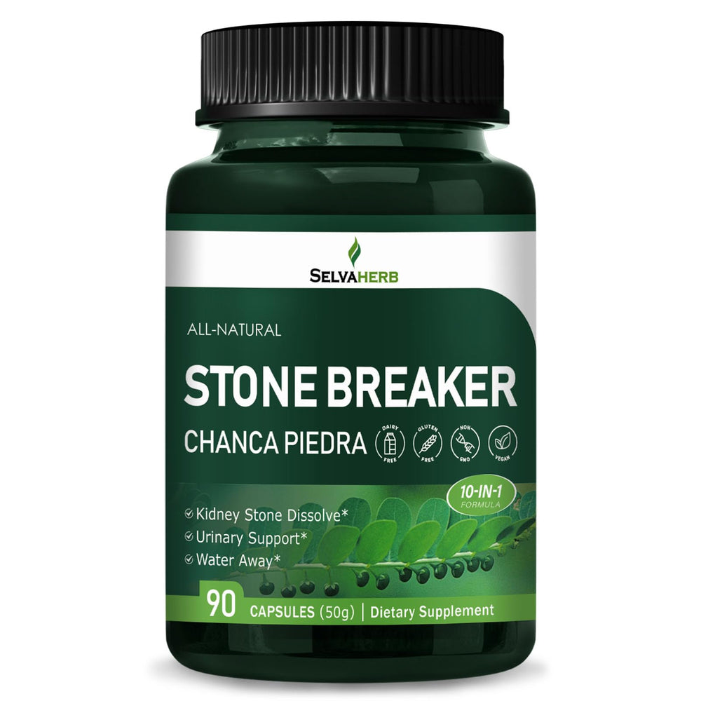 Selvaherb Stone Breaker bottle with capsules for urinary support.