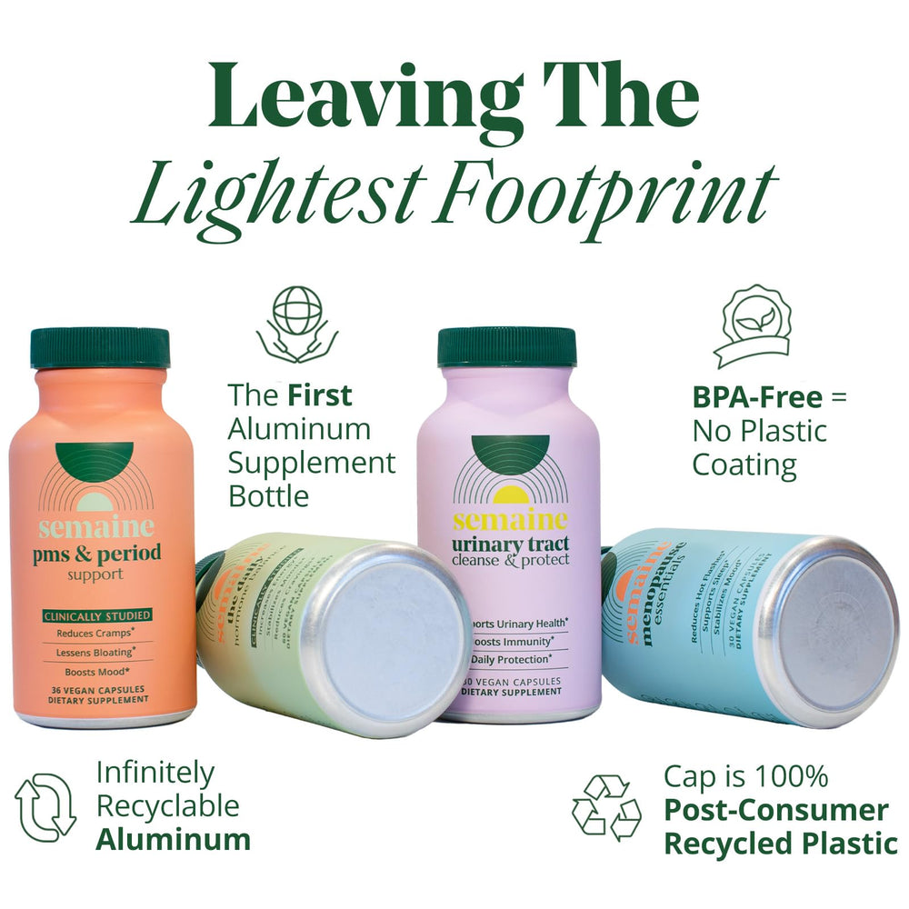Semaine capsules in a calm lifestyle setup suggest daily gut comfort and routine support.