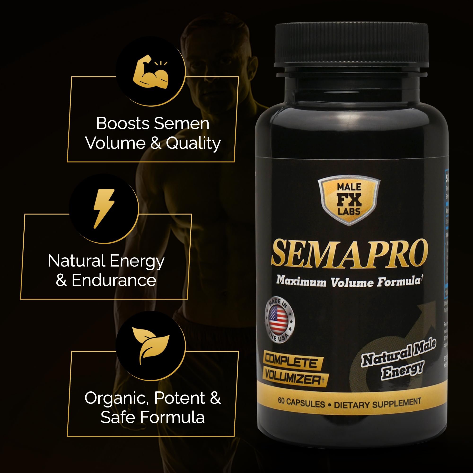 SEMAPRO ingredients label close-up emphasizing high-quality vitamins and amino acids