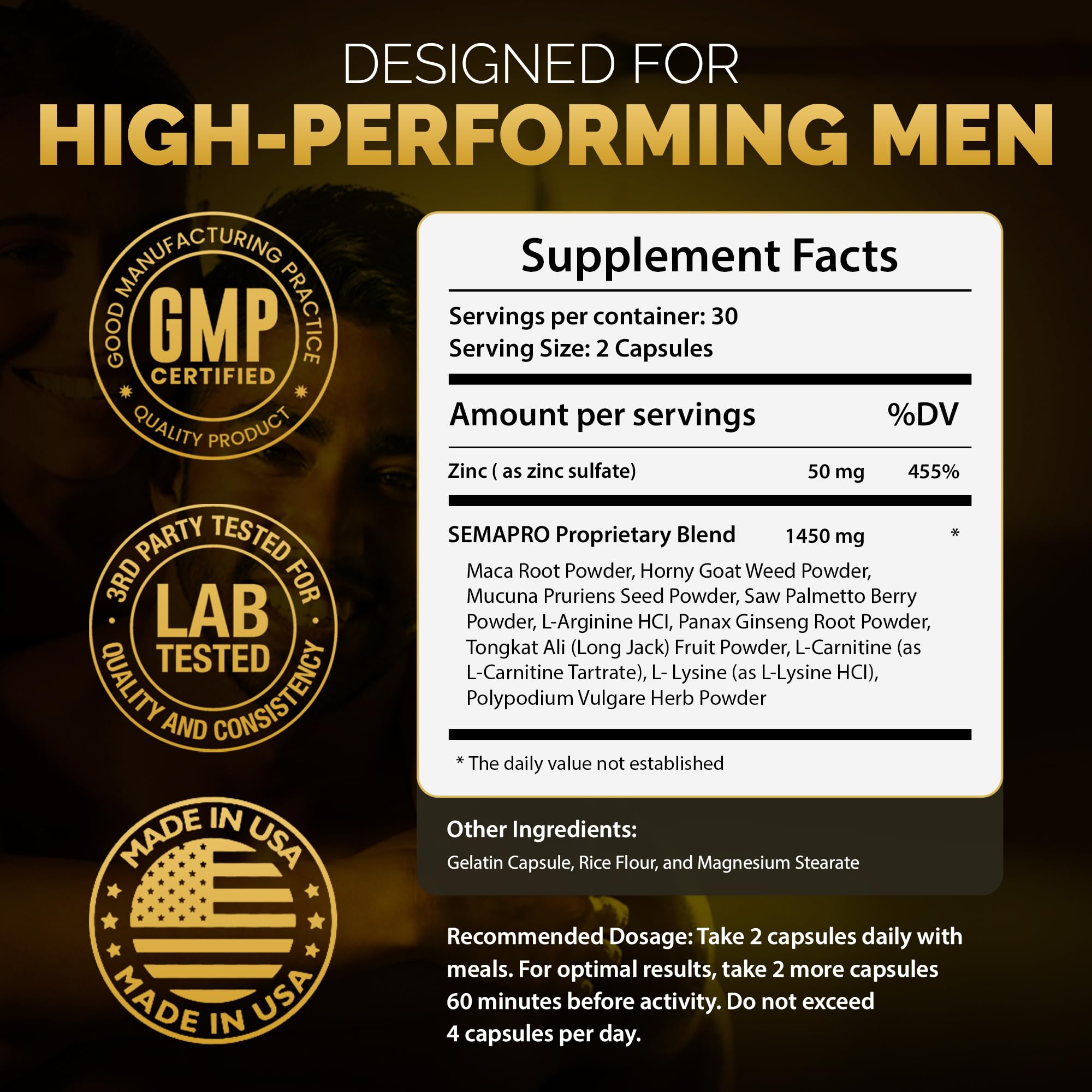 SEMAPRO made-in-USA facility badge underscoring safety and GMP standards