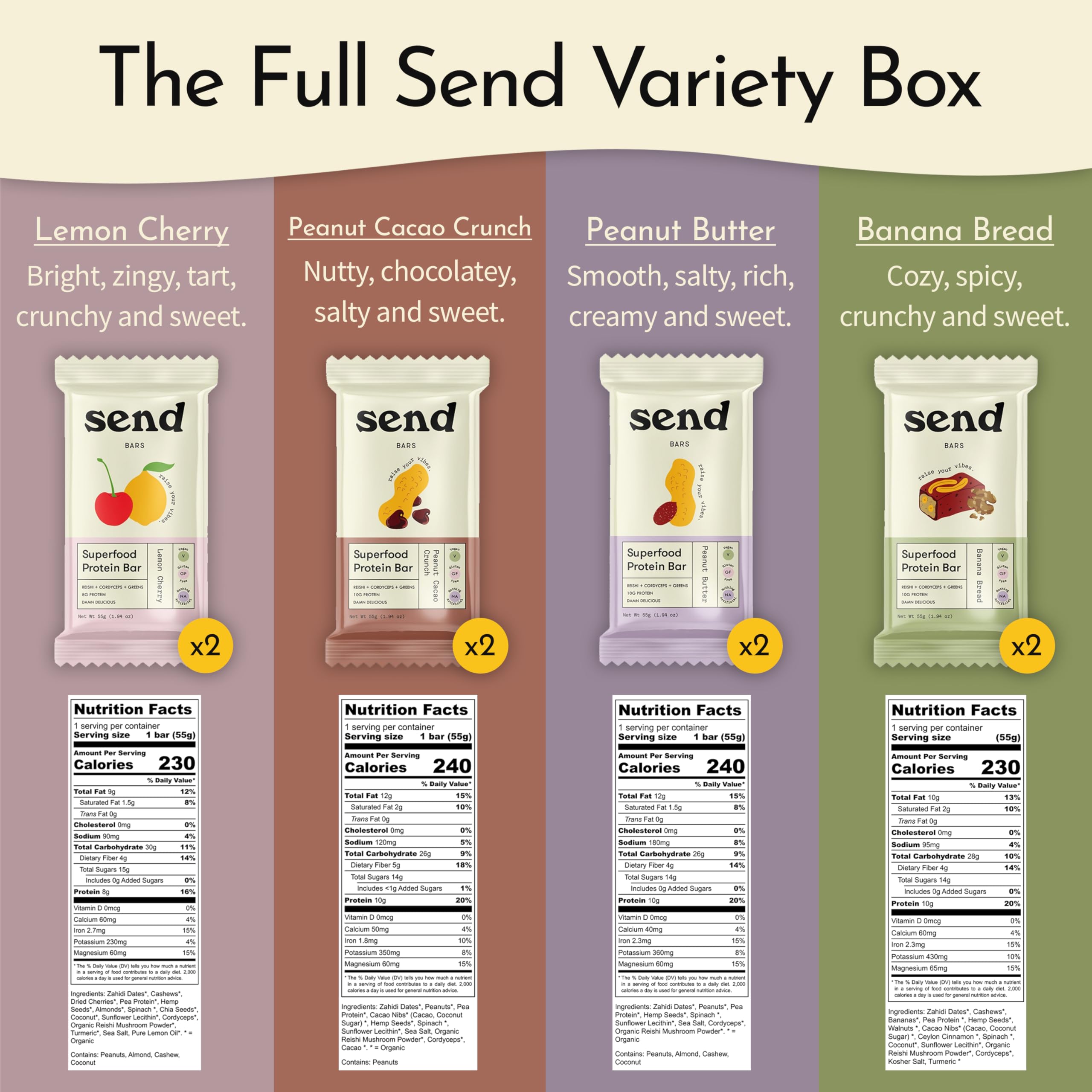 Send Bars Lemon Cherry bar pack, convenient healthy snack for busy days