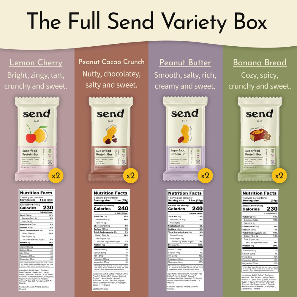 Send Bars Lemon Cherry bar pack, convenient healthy snack for busy days