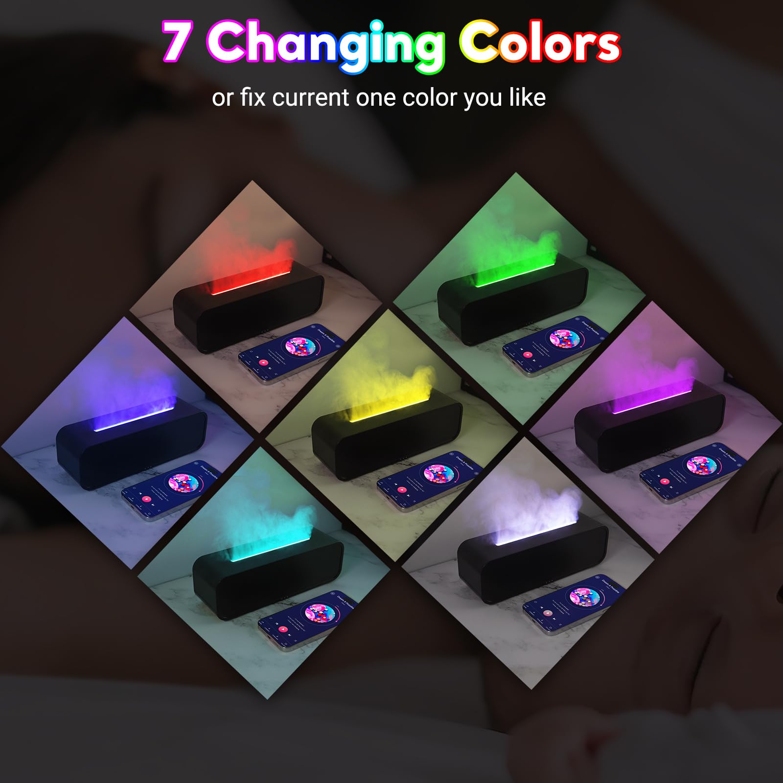 SENMUL diffuser with 7-color LEDs for mood lighting