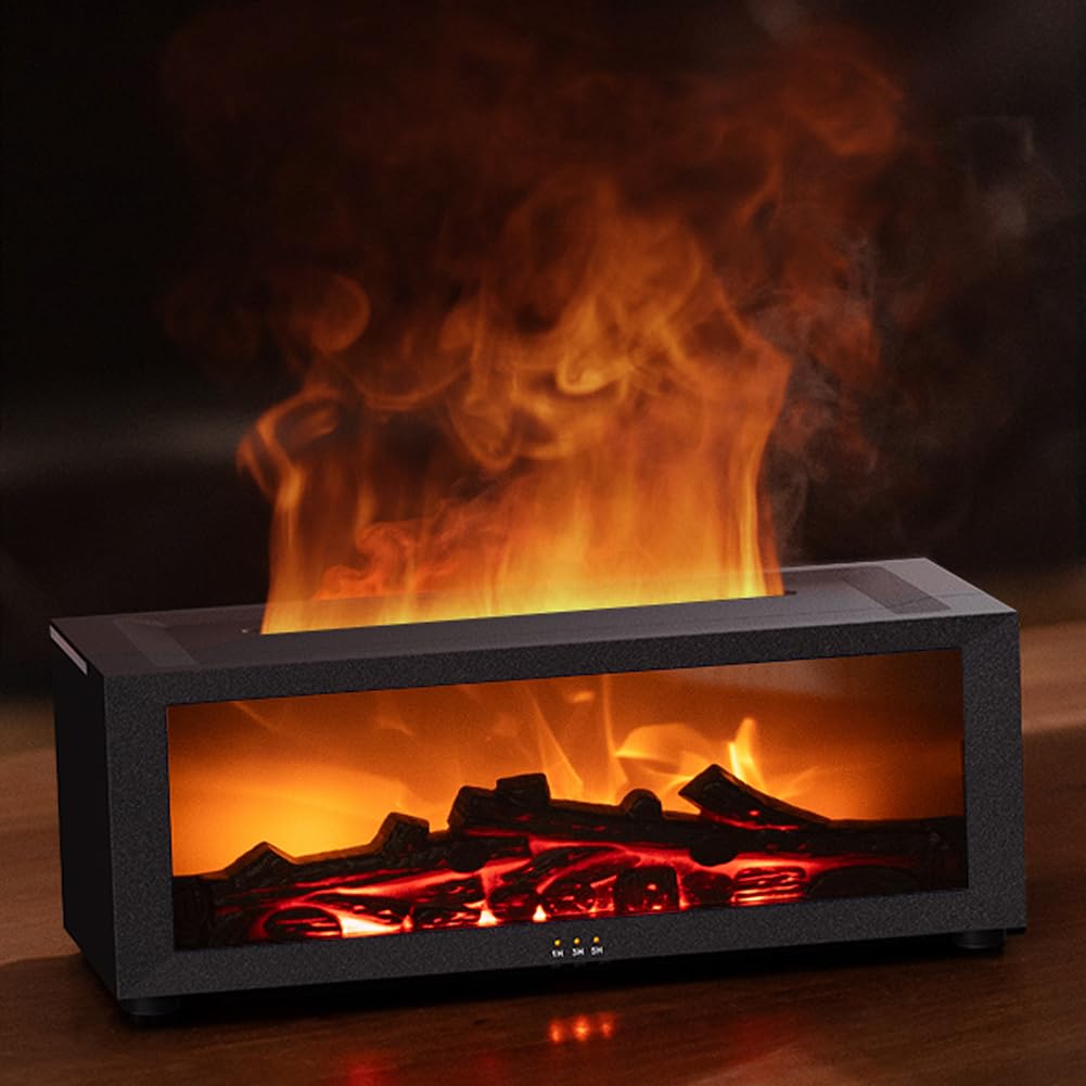 SENMUL fireplace flame LED diffuser emits warm ambience and aromas