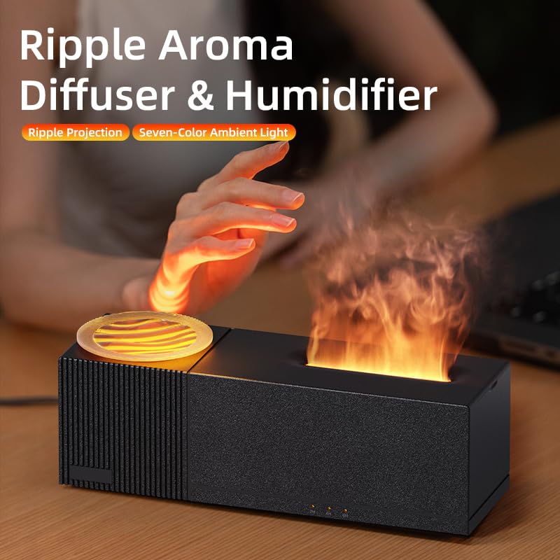 Senmul Ripple Diffuser remote control for easy mist and light settings.