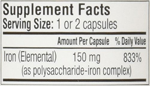 Senokot NU-IRON 150mg packaging box emphasizes well-absorbed polysaccharide-iron complex
