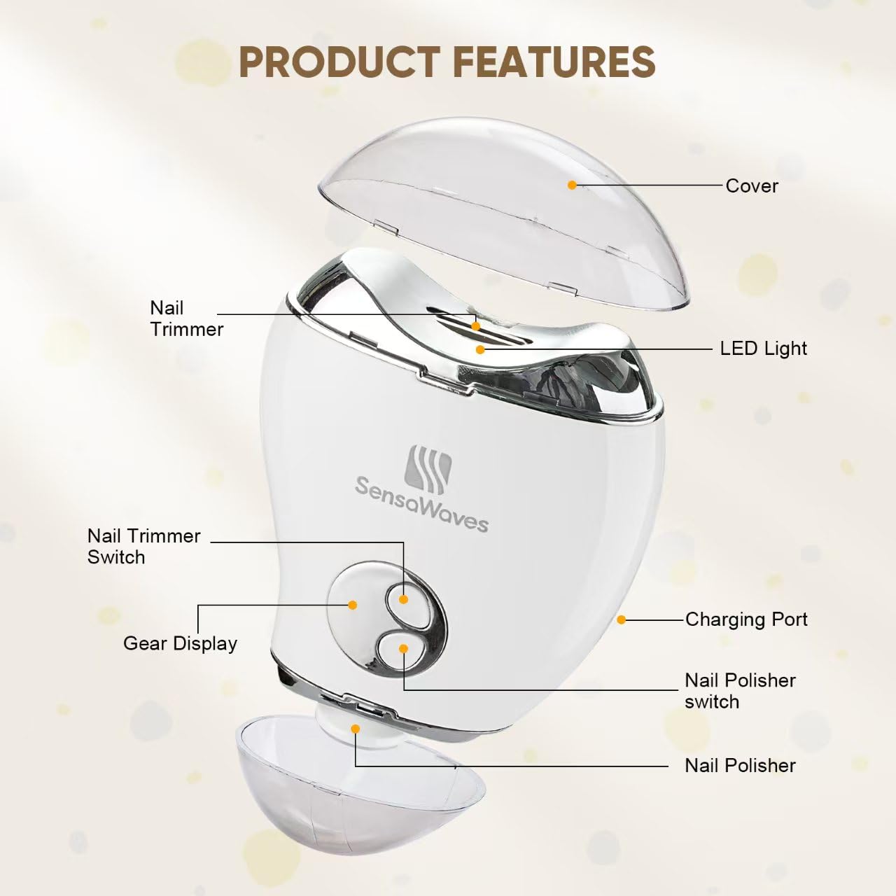 Sensawaves nail clipper with LED light for precise nighttime trimming