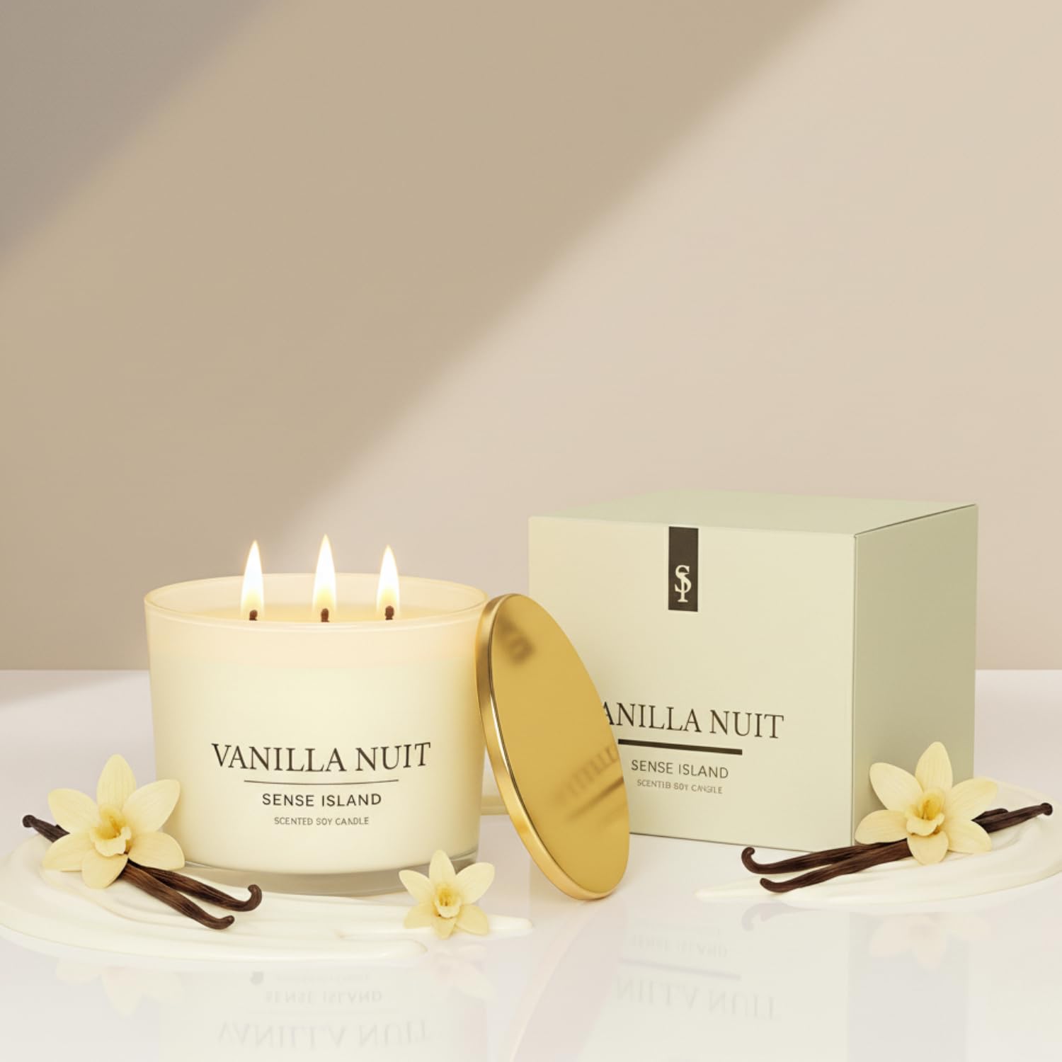 Sense Island Vanilla Nuit fragrance scent fills rooms with inviting ambiance and relaxation.