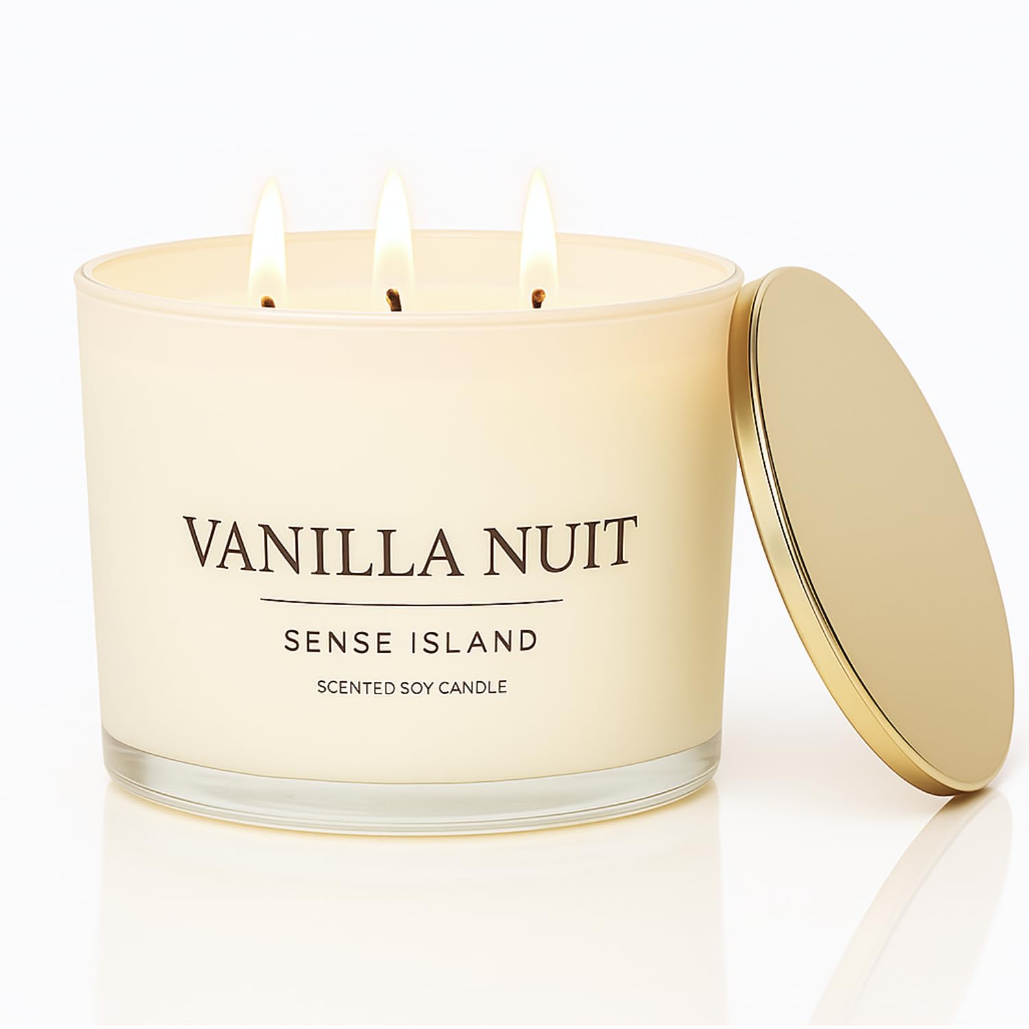 Gift-ready packaging of Sense Island Vanilla Nuit candle for holidays or self-care.
