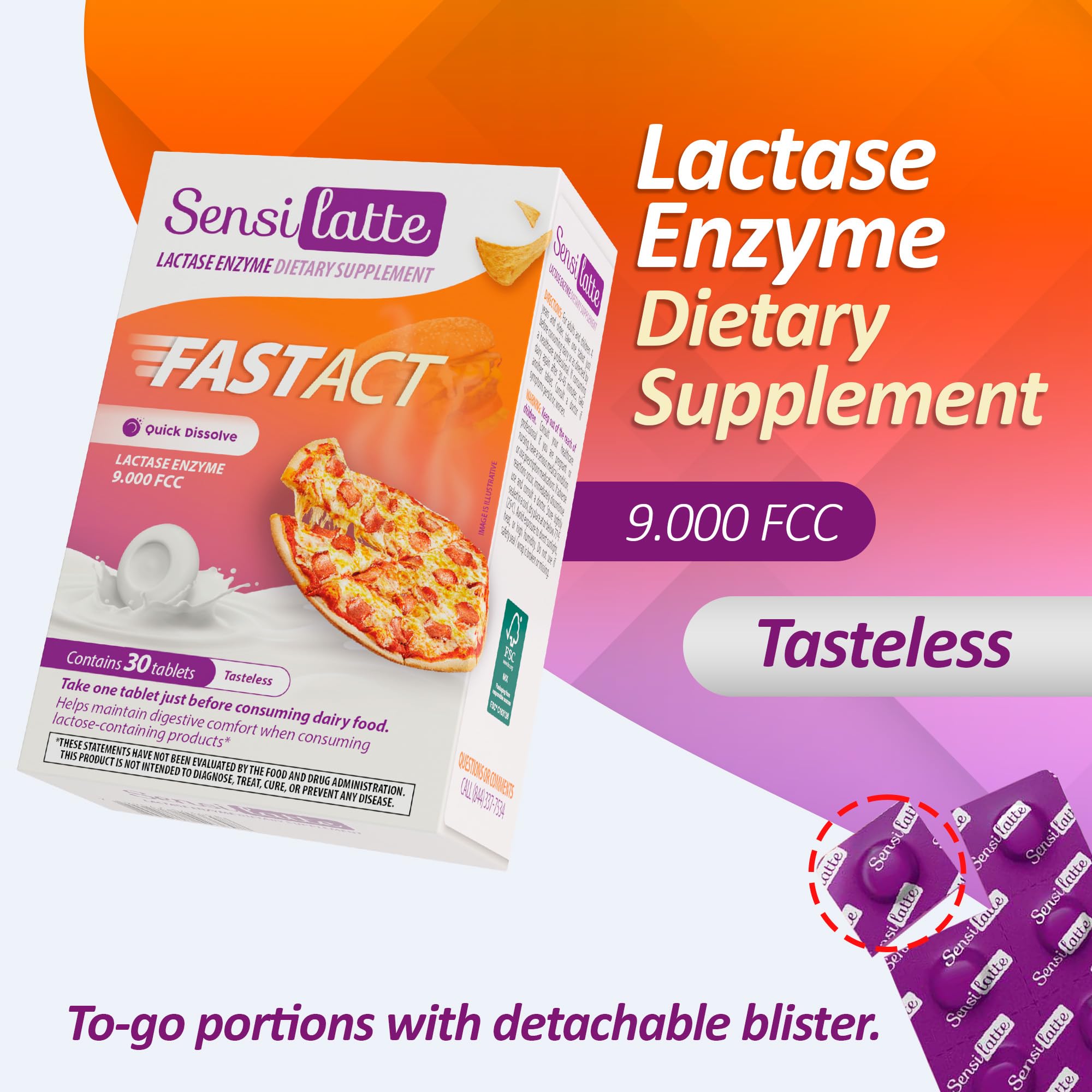 SENSI LATTE on-the-go use during a dairy-containing meal.
