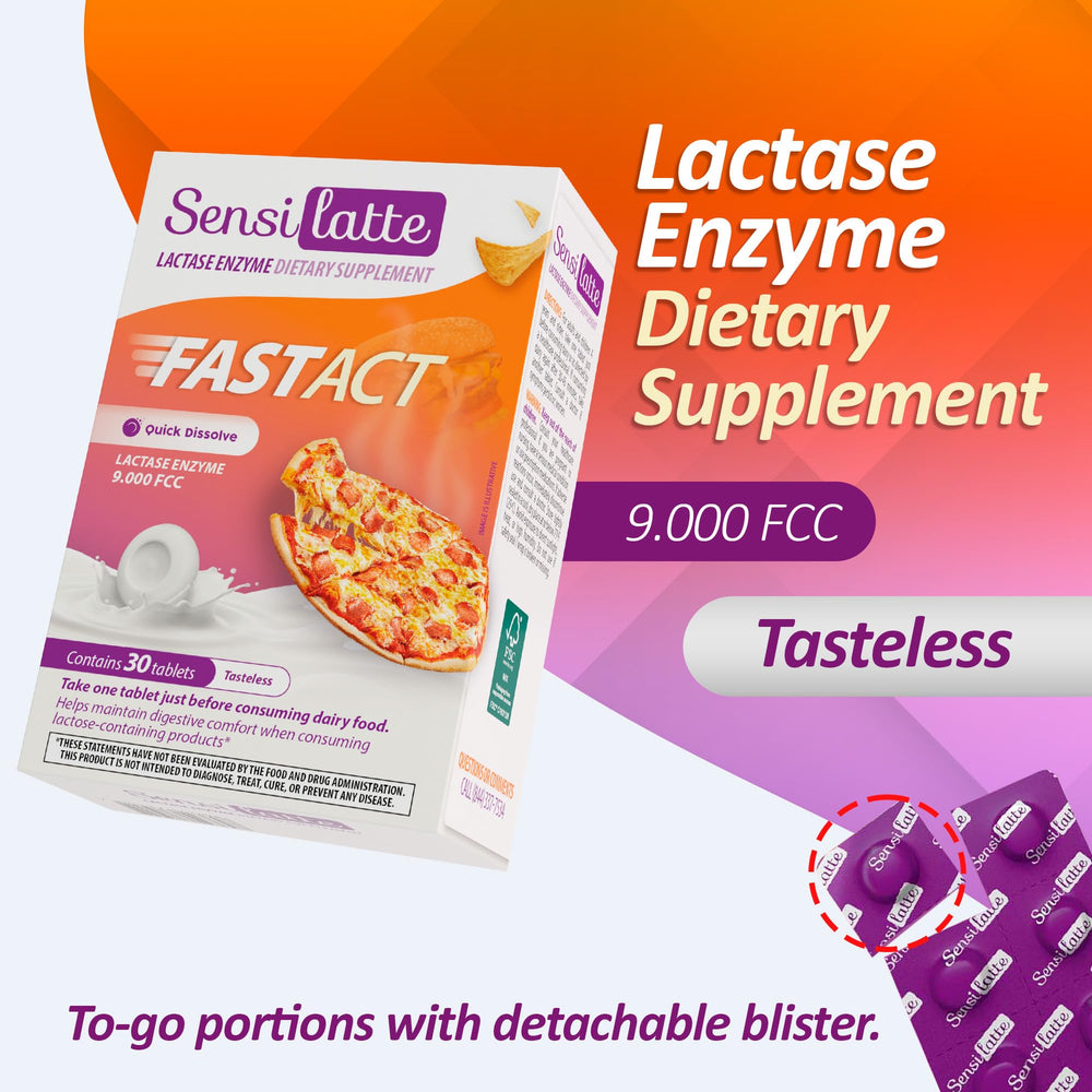 SENSI LATTE on-the-go use during a dairy-containing meal.