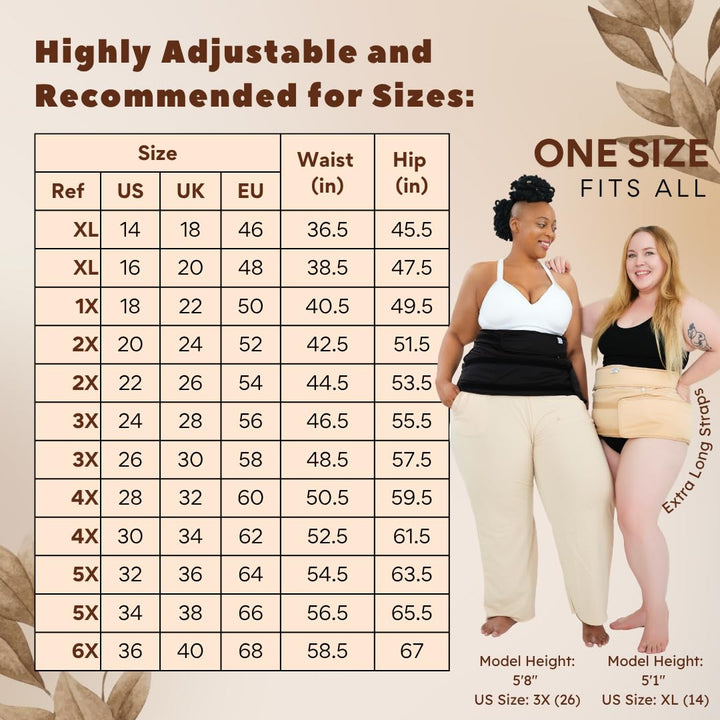 Sentre Plus-Size Castor Wrap with adjustable straps for easy size customization and comfort.