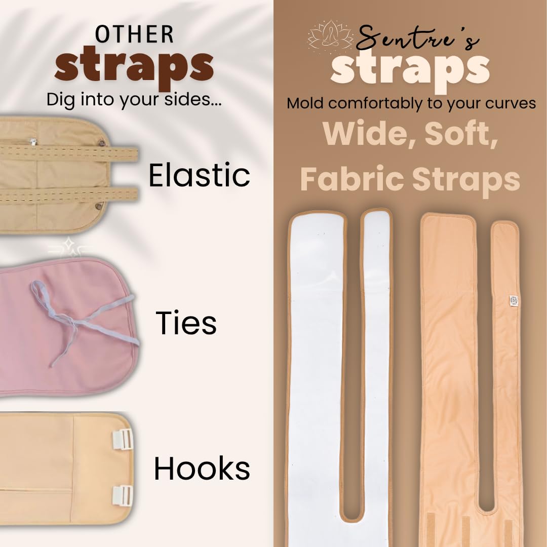 Sentre Plus-Size Castor Wrap front pocket supports heat pack or warmth on demand.