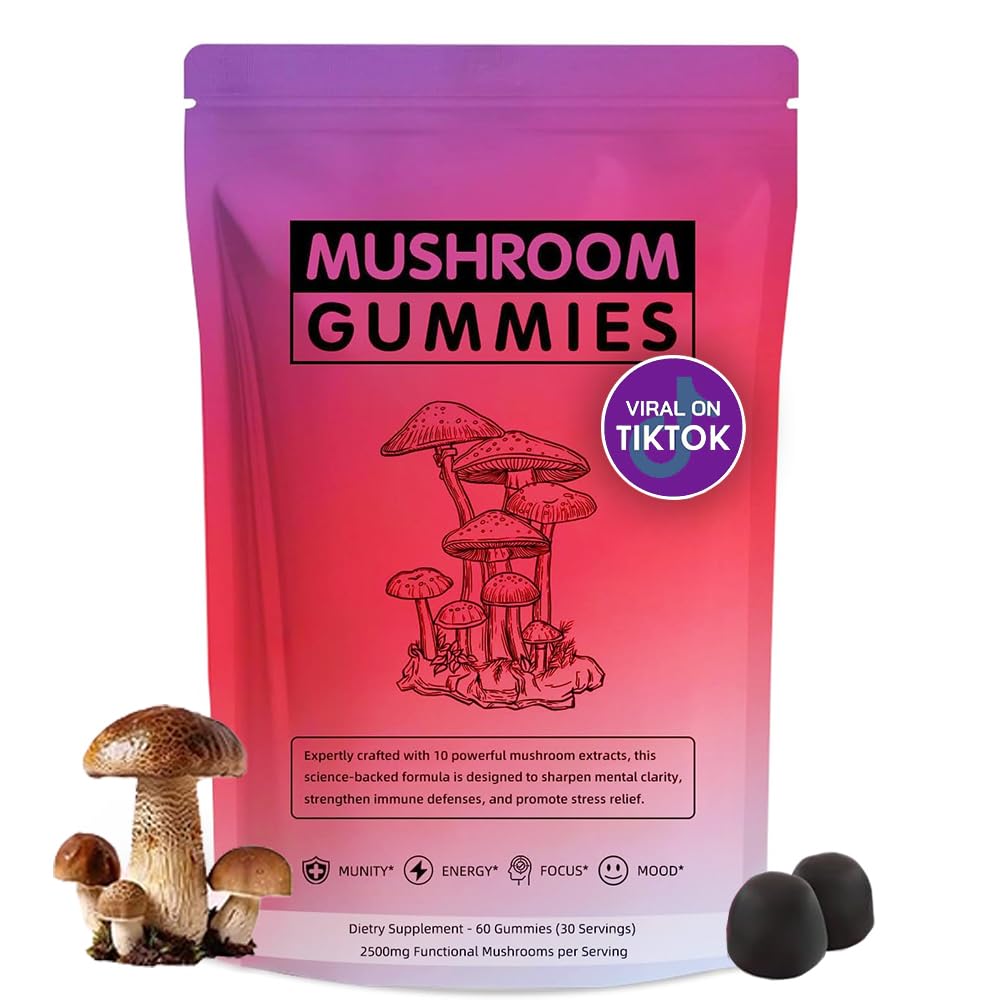 Seodon 60 gummies bottle offers on-the-go wellness with a 12-mushroom blend.