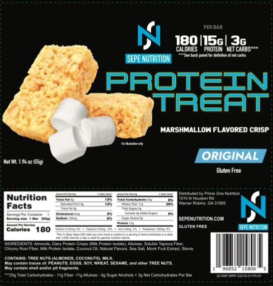 Sepe Nutrition Protein Treat allergen information indicates tree nuts and milk.