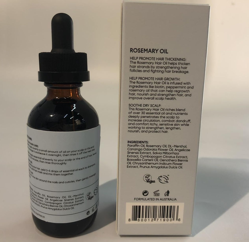 Sephire Rosemary Oil bottle used for scalp massage to promote shine.