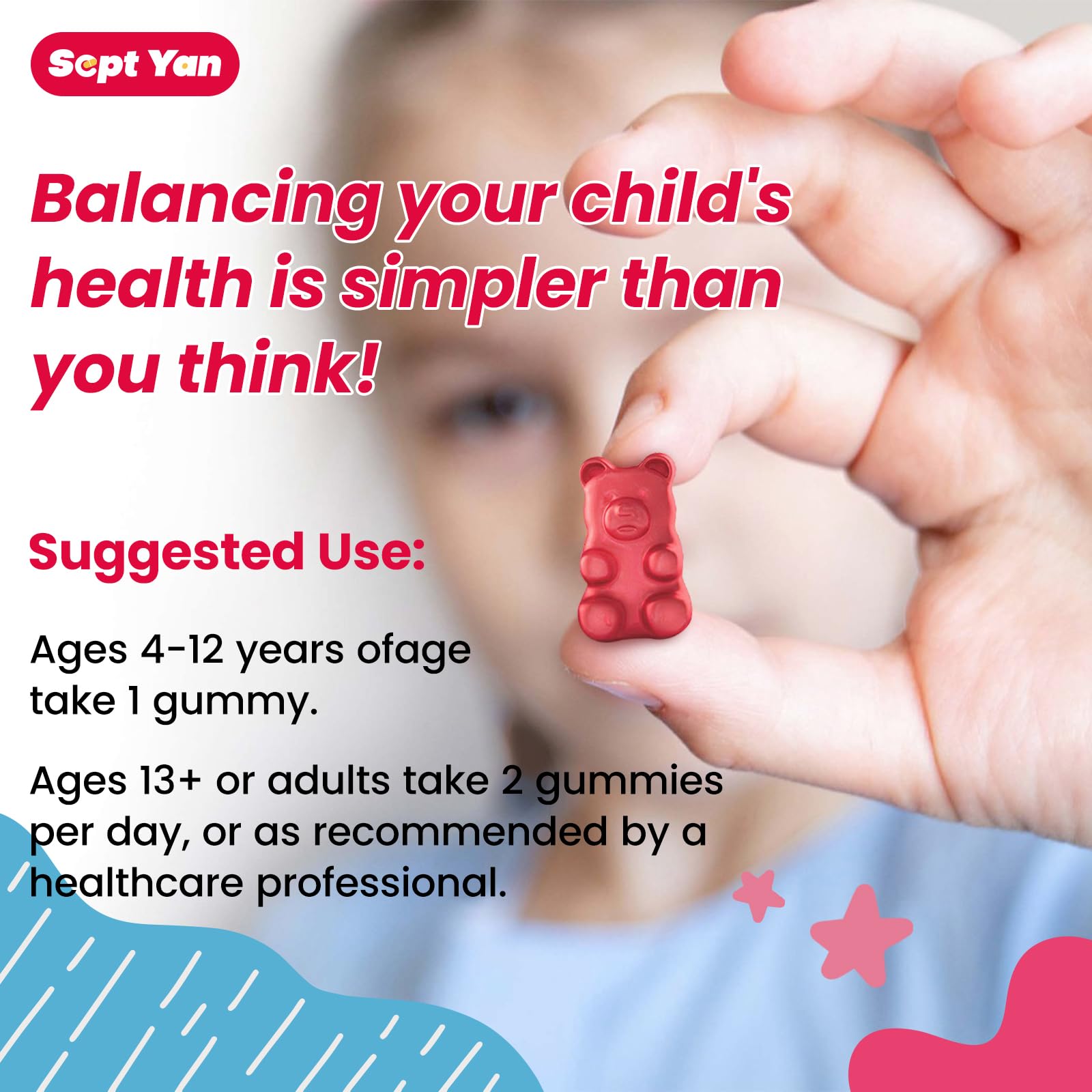 Sept Yan gummies on family table suggests shared bedtime calm for kids and adults