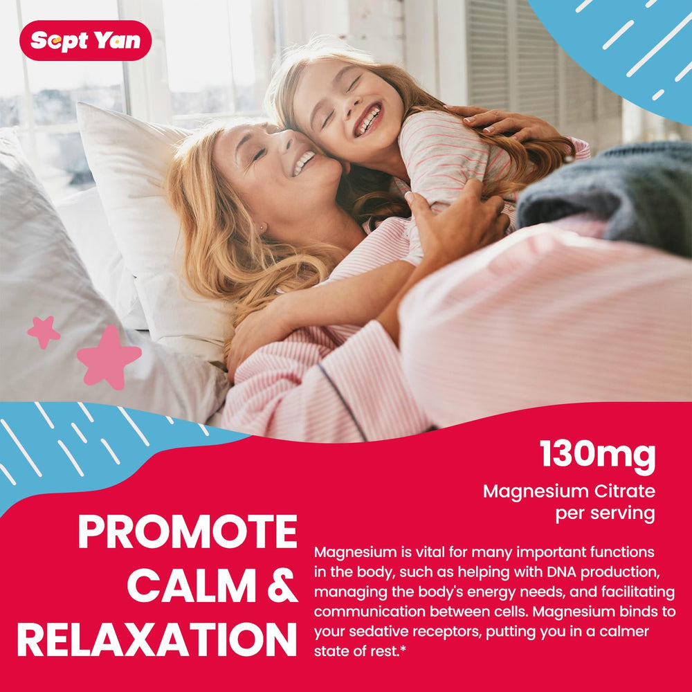 Sept Yan magnesium gummies ingredients label highlights magnesium citrate and B6 for calm and focus
