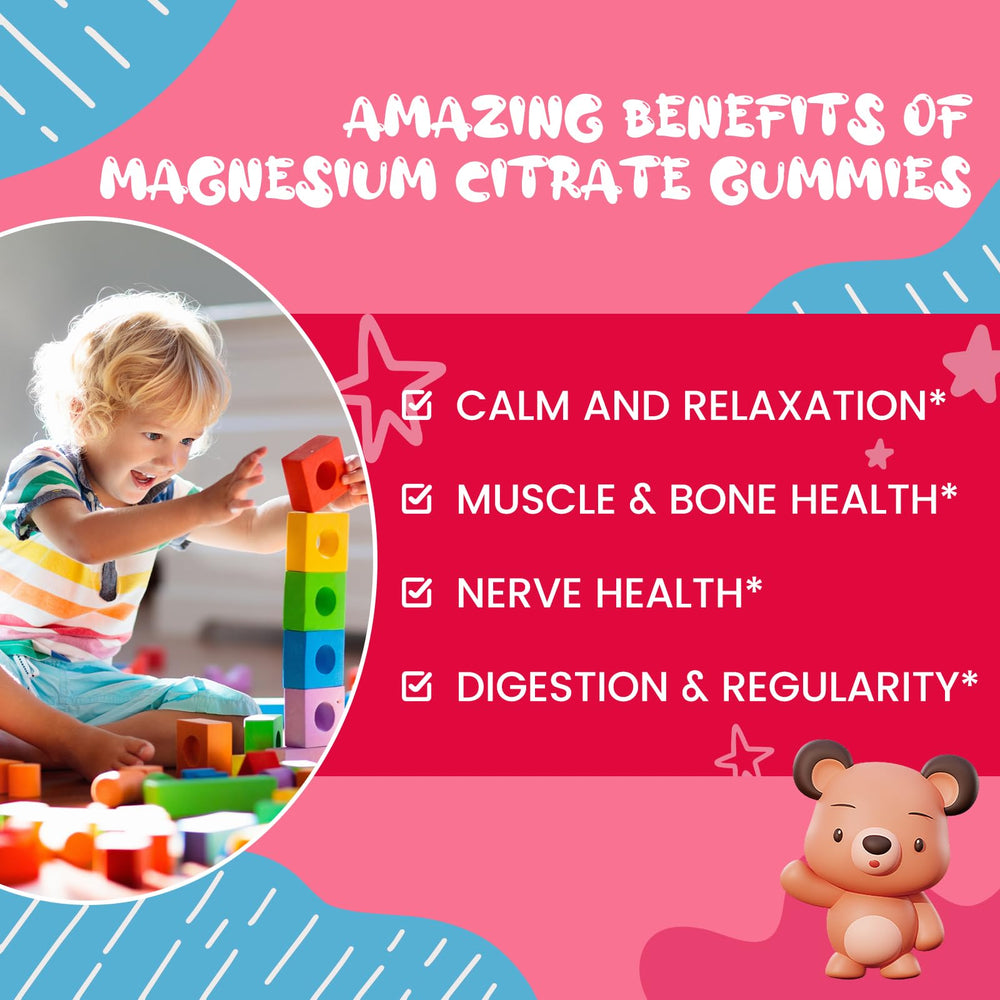 Sept Yan magnesium gummies strawberry flavor close-up with kid-friendly appeal for daily routine