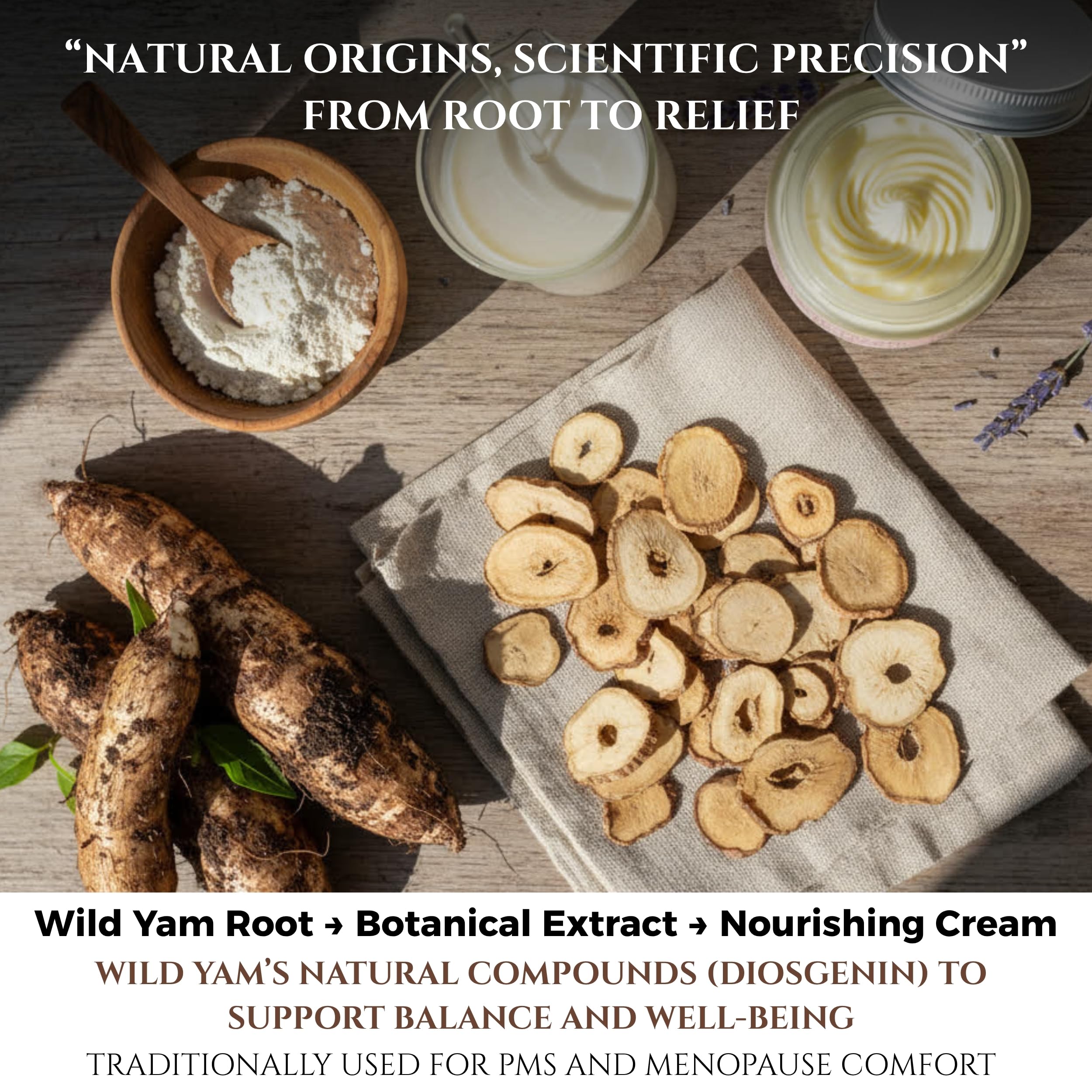 Seraphime Wild Yam Cream beeswax detail signals natural emollients.