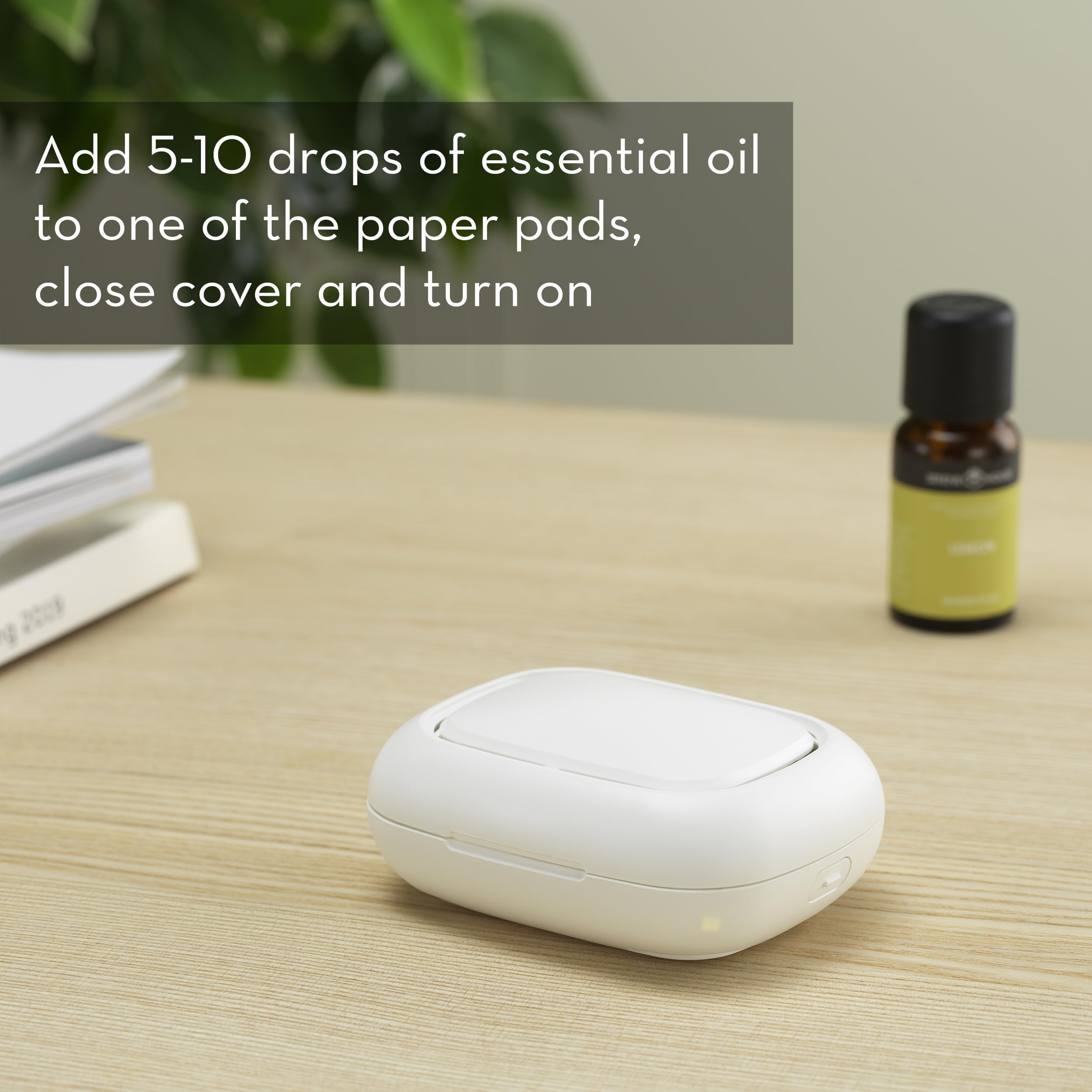 Serene House Pebble diffuser side profile with minimalist one-button control