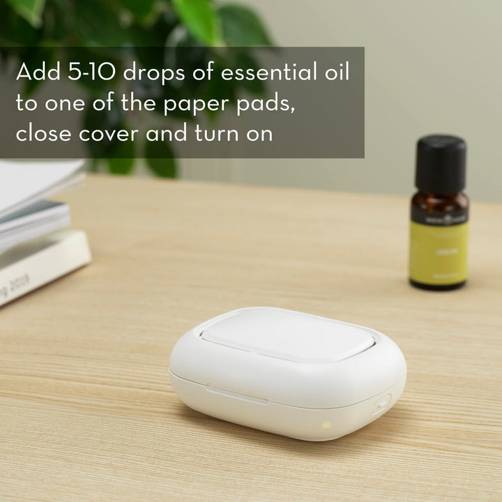 Serene House Pebble diffuser side profile with minimalist one-button control