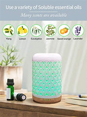 Serenity Calm Iron Diffuser wood-grain base complements modern decor.