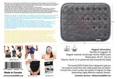 Serenity2000 magnetic therapy pad on chair helps back and neck comfort during use.