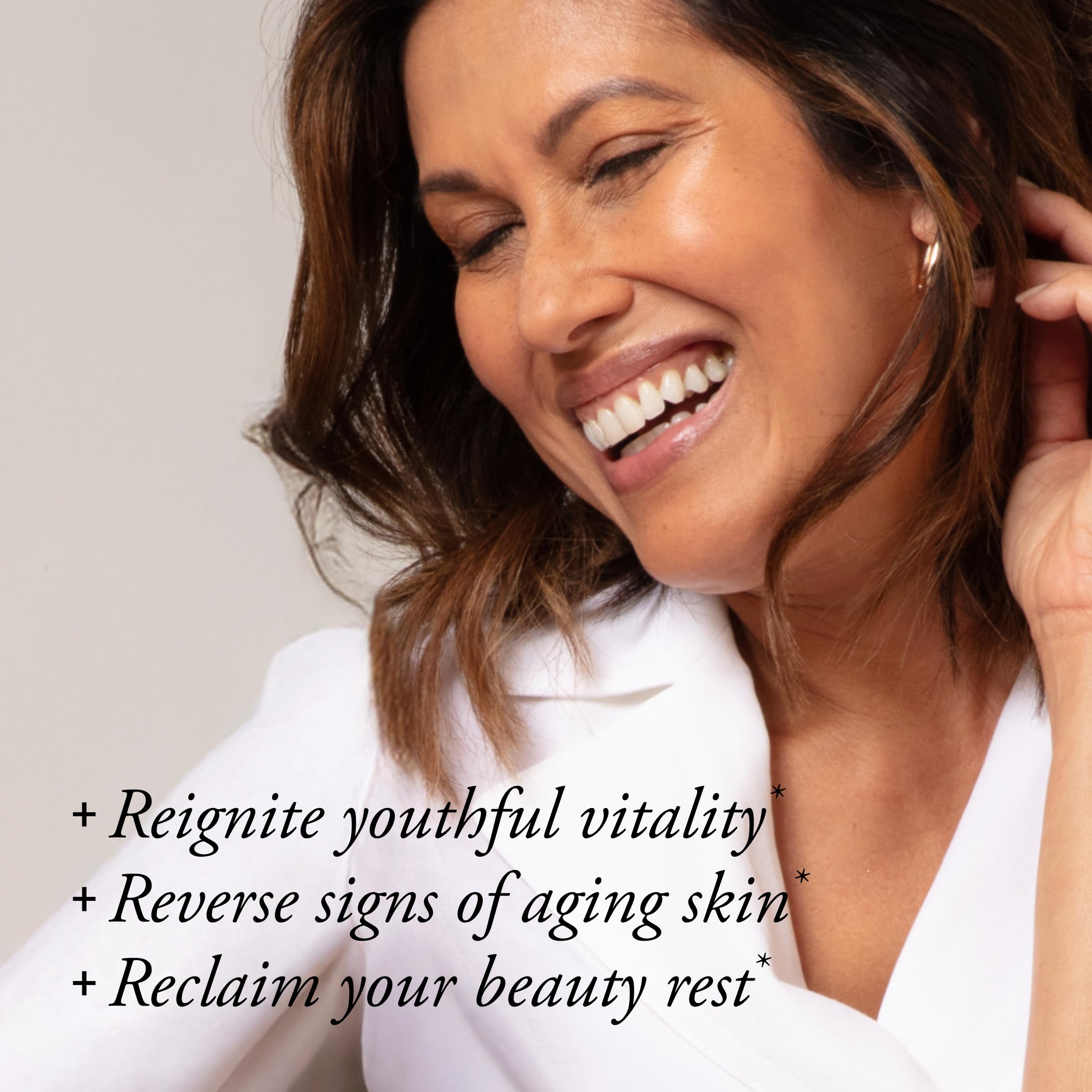 Close up of Serovital Skin Revive capsules highlighting collagen and hyaluronic acid benefits