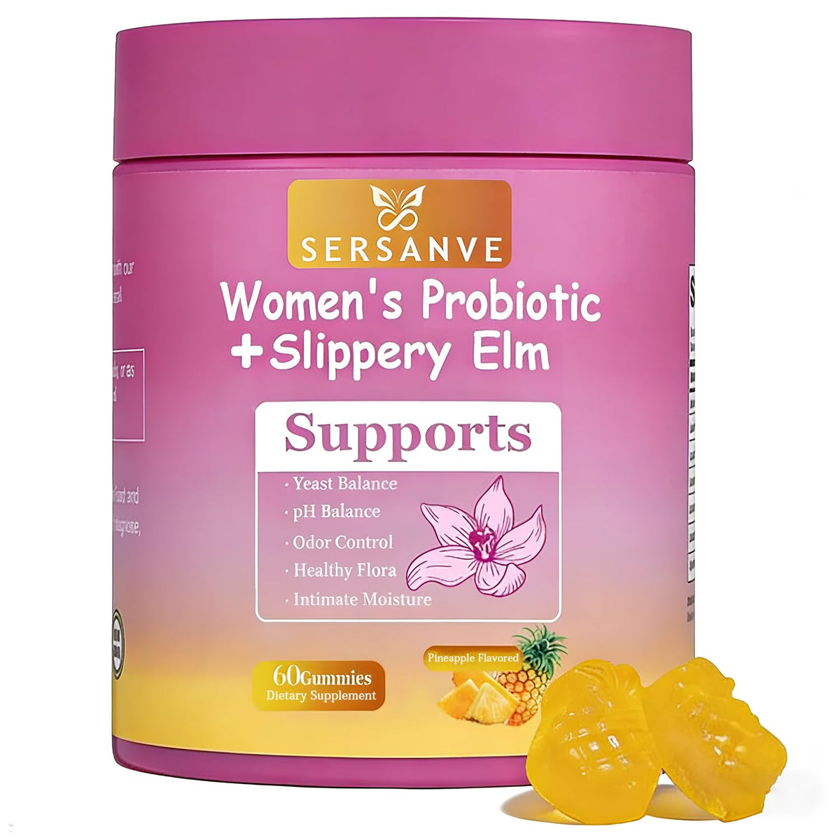 SERSANVE Juicy feminine probiotic gummies bottle for daily balance.