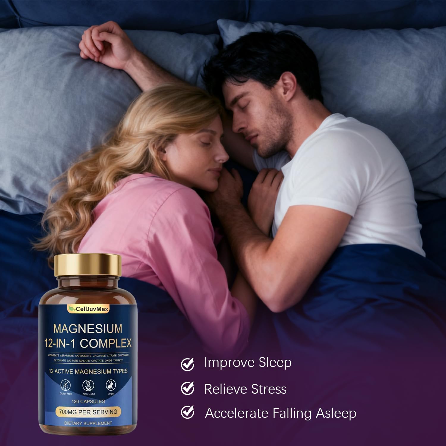 SERSANVE Magnesium Complex label detail emphasizes vegan and purity testing.