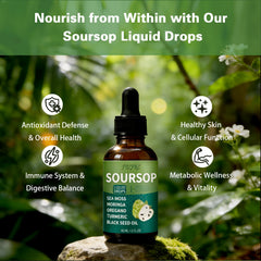 SERSANVE Soursop drops ingredient blend with sea moss and turmeric.