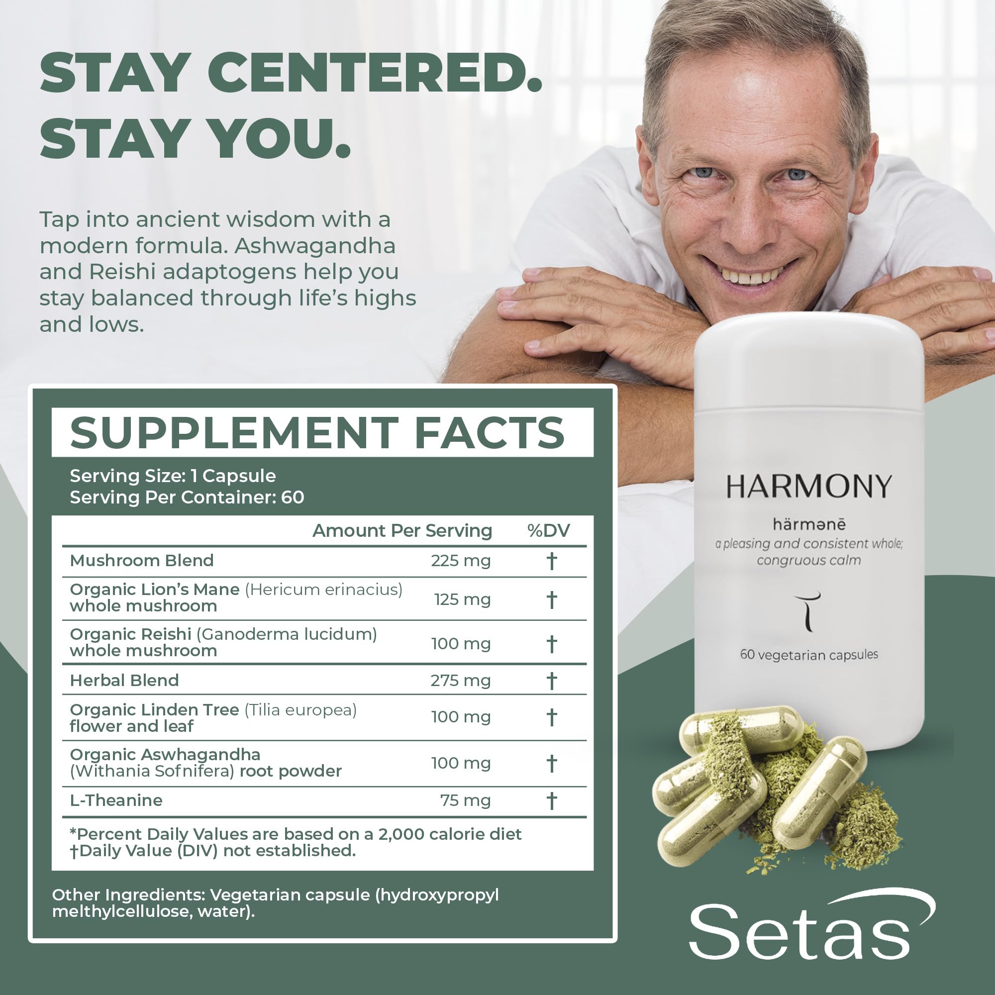 Setas Harmony Lion's Mane mushrooms indicating cognitive focus support