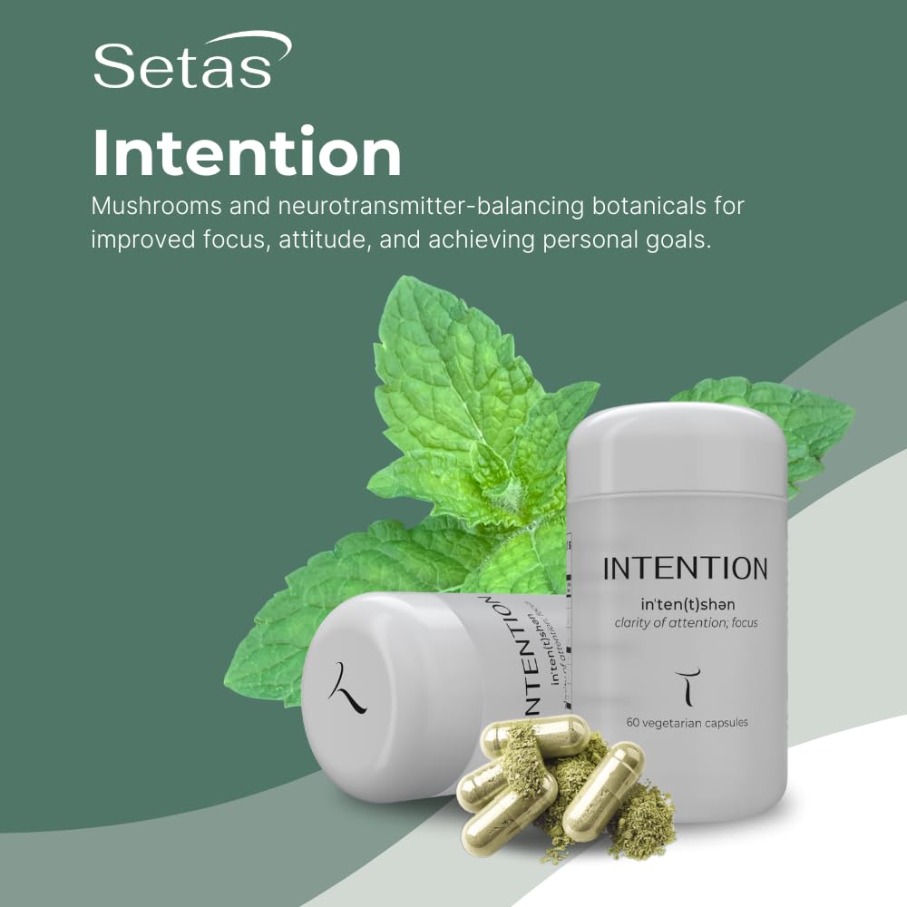 Setas Intention packaging shot emphasizes Non-GMO ingredients.