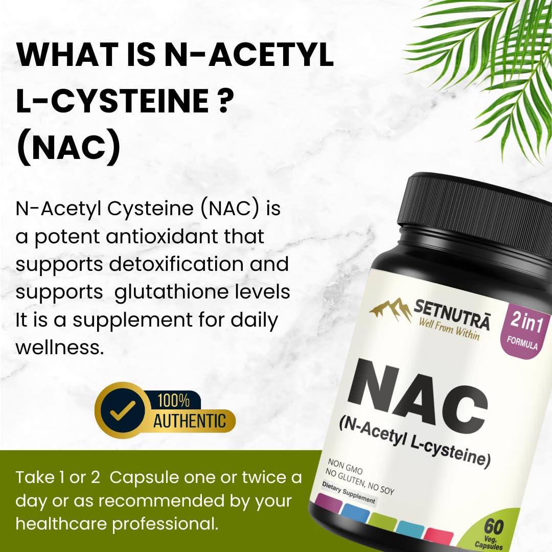 SETNUTRA Well From Within NAC 500mg capsules arranged for daily immune support.