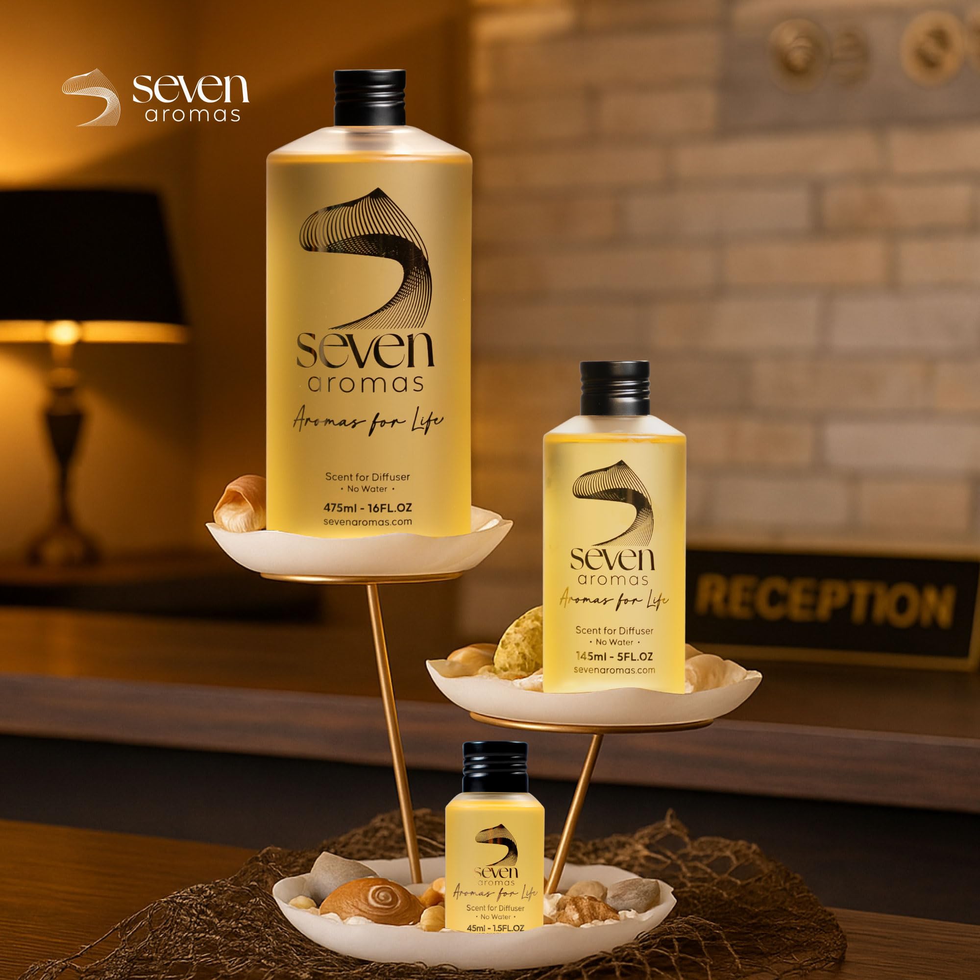 SevenAromas citrus opening communicates fresh energy for lobby or spa spaces.