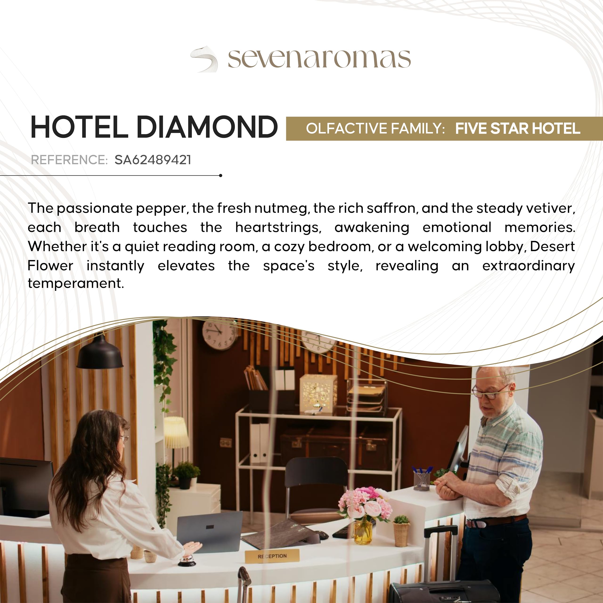 SevenAromas Diamond label highlights luxury, purity, and premium ingredients.