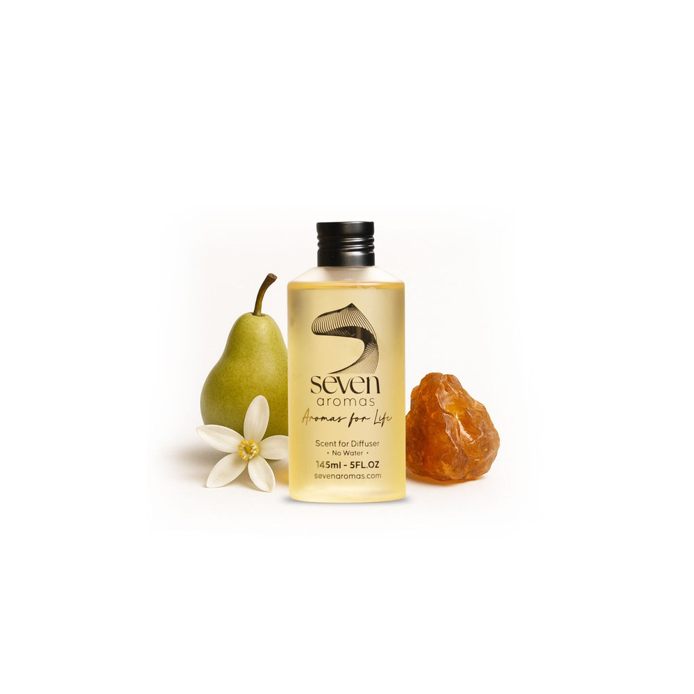 Seven Aromas hotel scent diffuser oil bottle enhances upscale rooms with a refined aroma.
