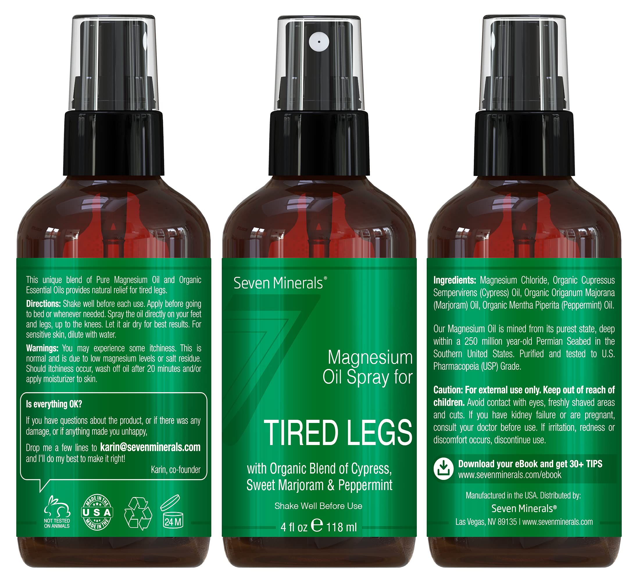Packaging showing Cypress, Sweet Marjoram and Peppermint notes in the Seven Minerals blend.