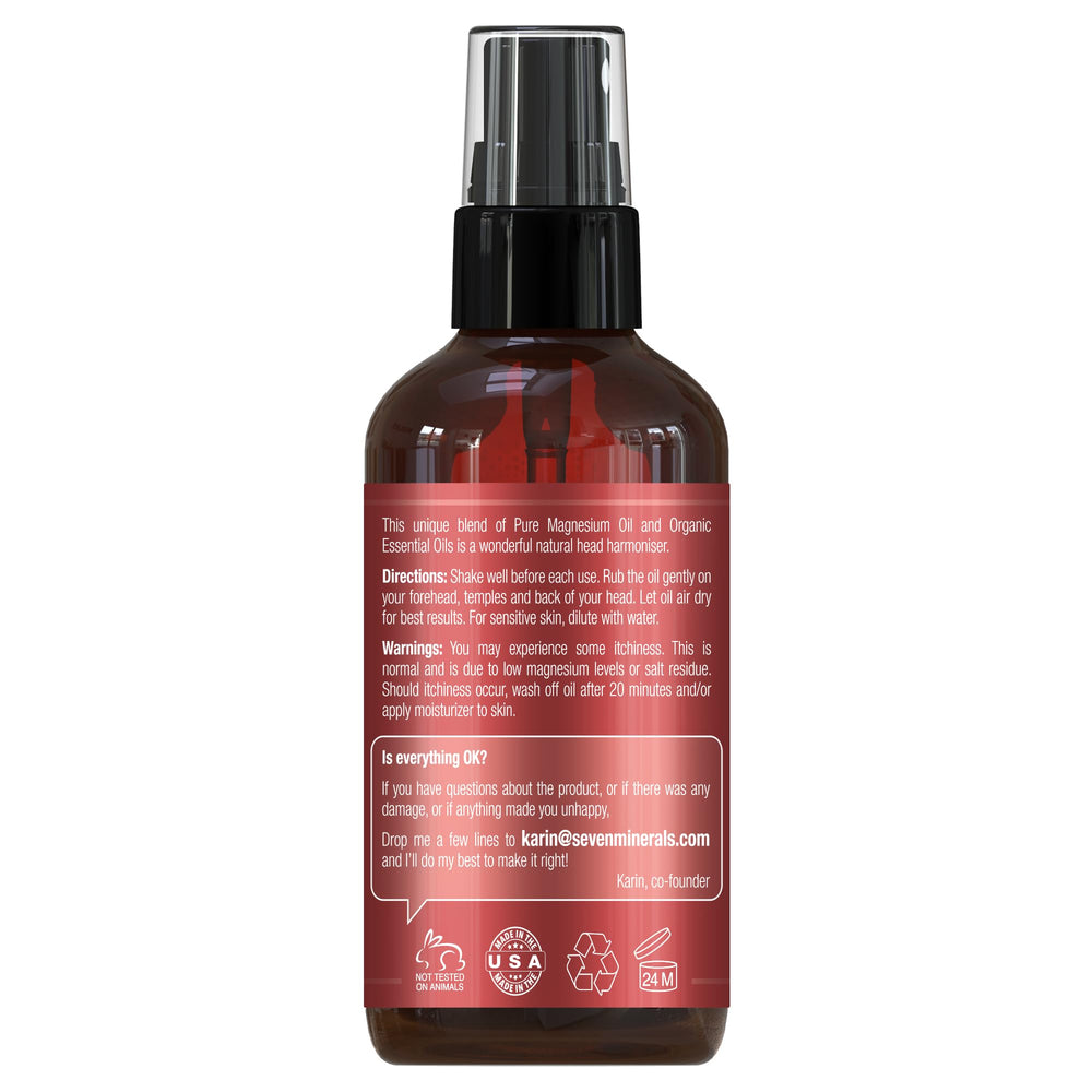 Seven Minerals Head Harmony Spray applied to the forehead for quick, soothing relief.