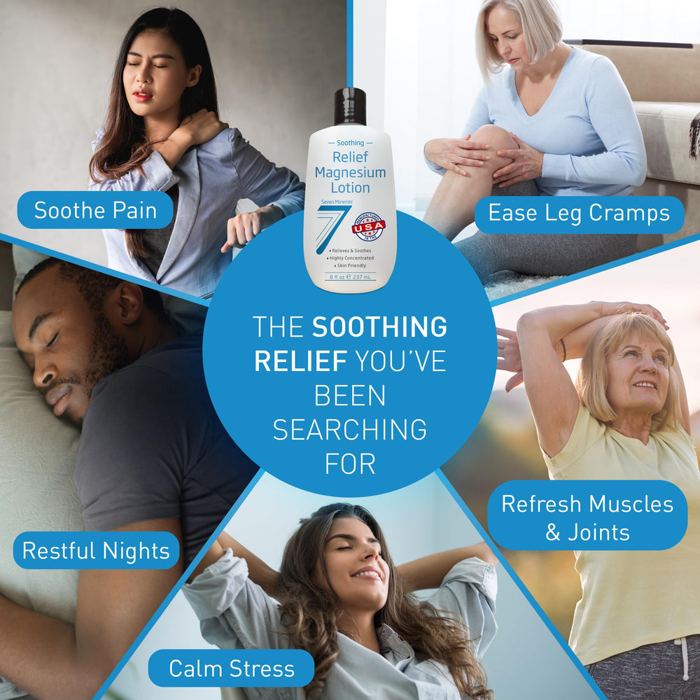 Seven Minerals magnesium lotion application for joints and muscles after activity