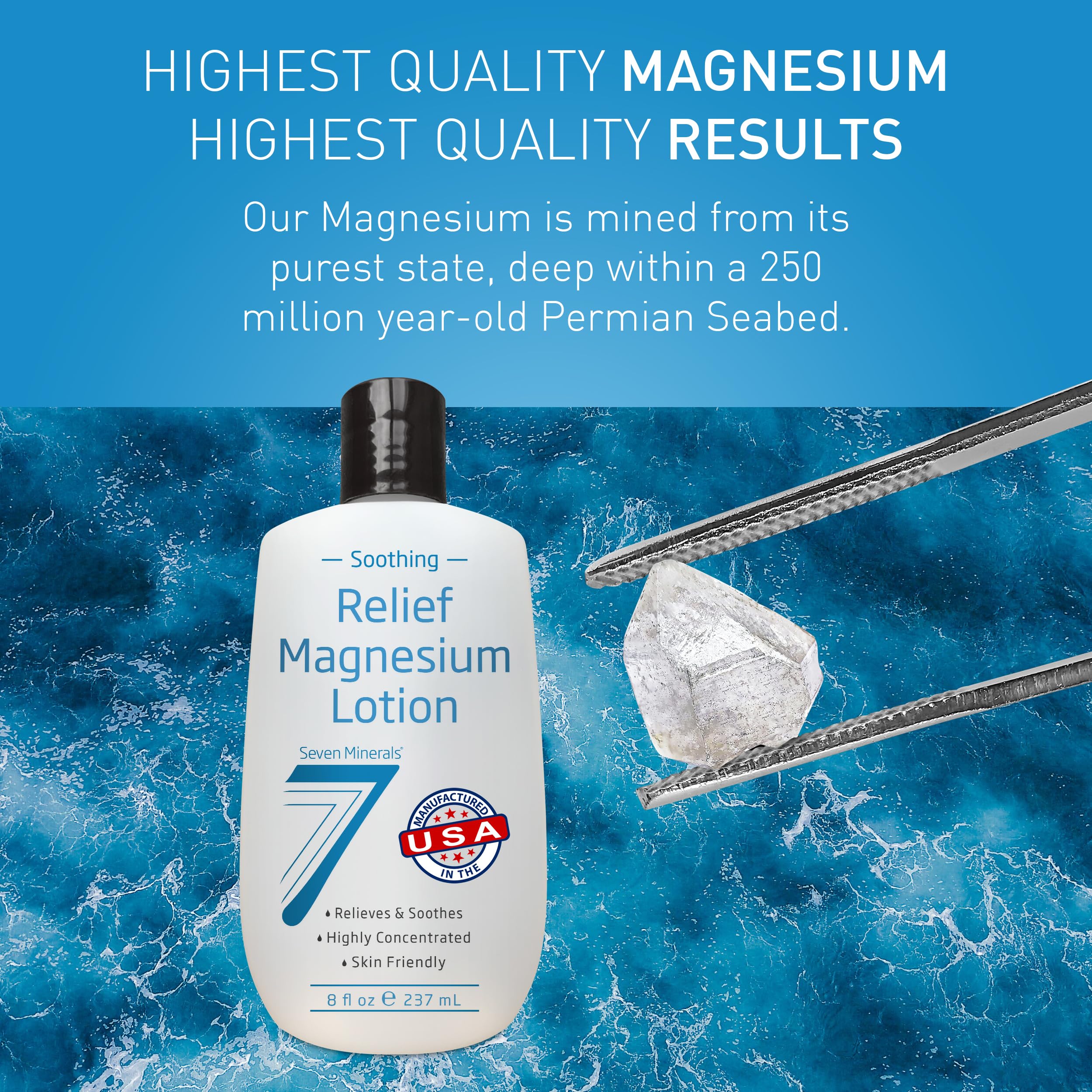 Seven Minerals magnesium lotion hydration emphasizes rich texture and long-lasting softness