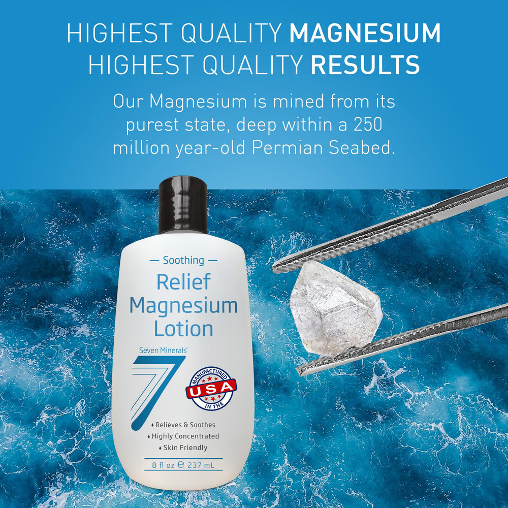 Seven Minerals magnesium lotion hydration emphasizes rich texture and long-lasting softness