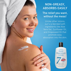 Seven Minerals magnesium lotion sleep-assist image suggests a calm bedtime routine