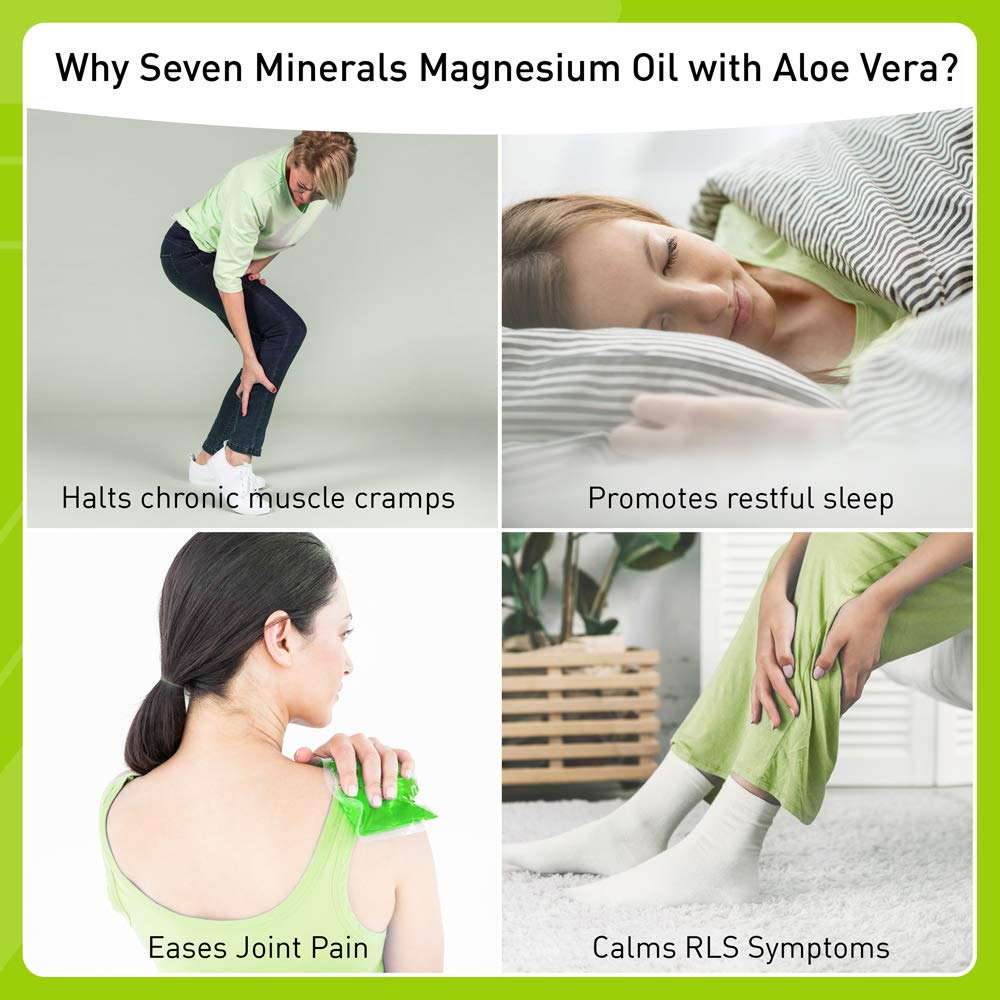 Seven Minerals magnesium oil spray provides foot relief with aloe vera