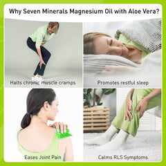 Seven Minerals magnesium oil spray provides foot relief with aloe vera