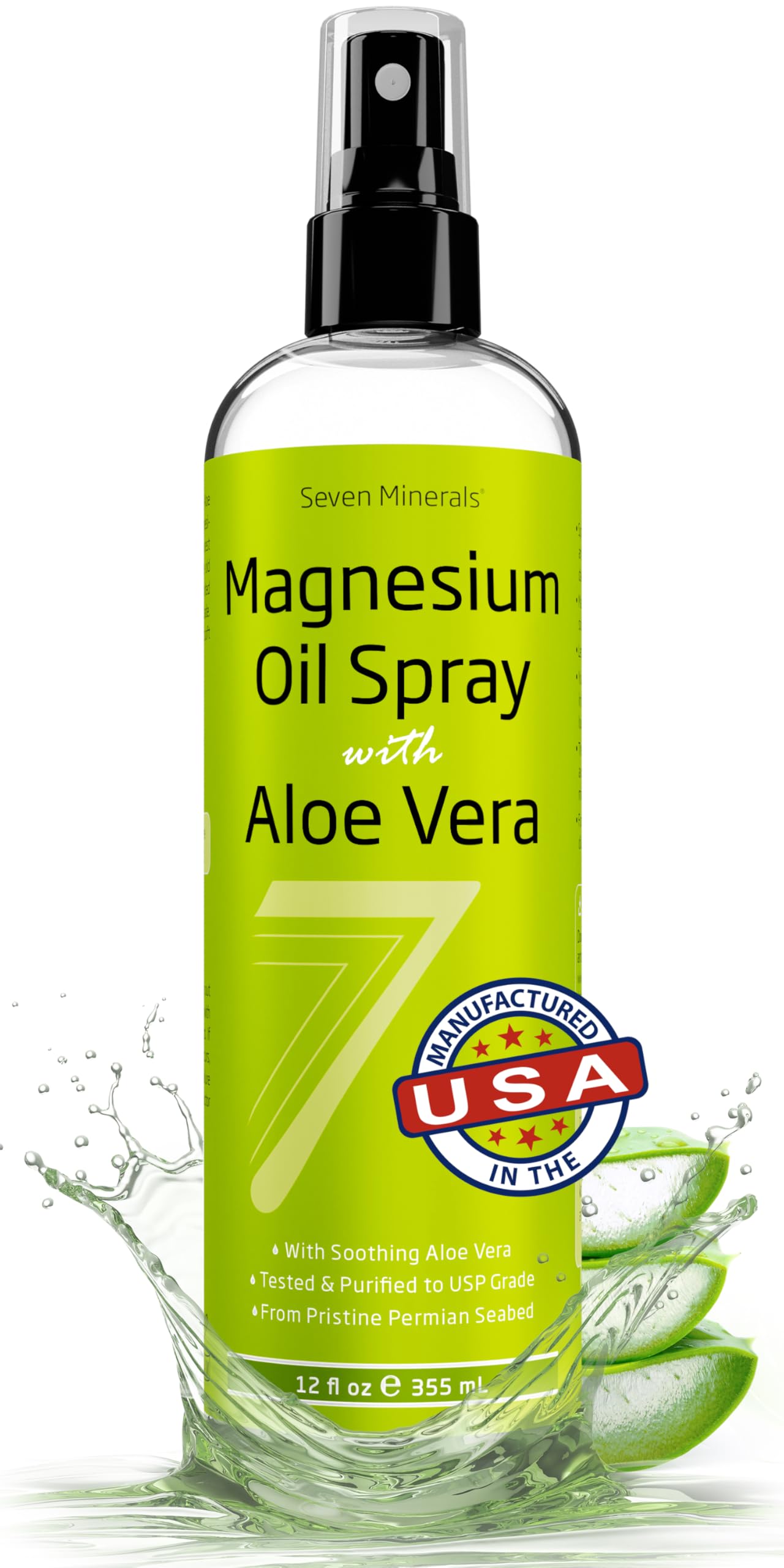 Seven Minerals magnesium oil spray with aloe vera for gentle soothing application